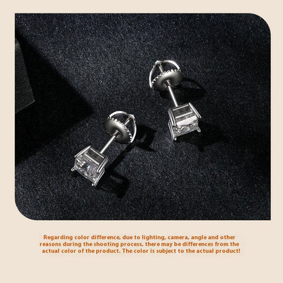 Aretes de Plata 925 con Moissanita Cuadrada Estilo Princesa - Image 17