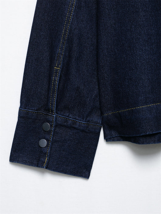 Conjunto Denim Vintage Azul Suelto - Camisa Manga Larga y Pantalón - Image 26