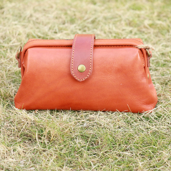 Bolso de Cuero Curtido al Vegetal Estilo Retro para Mujer