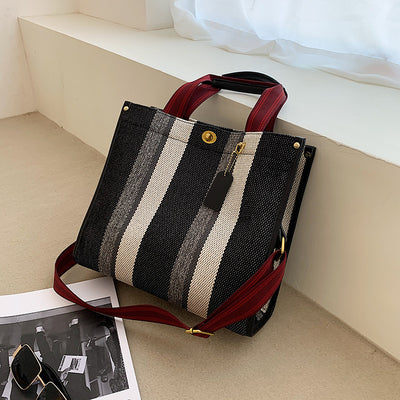 Bolsa de Compras Rayada con Contraste de Colores - Image 10