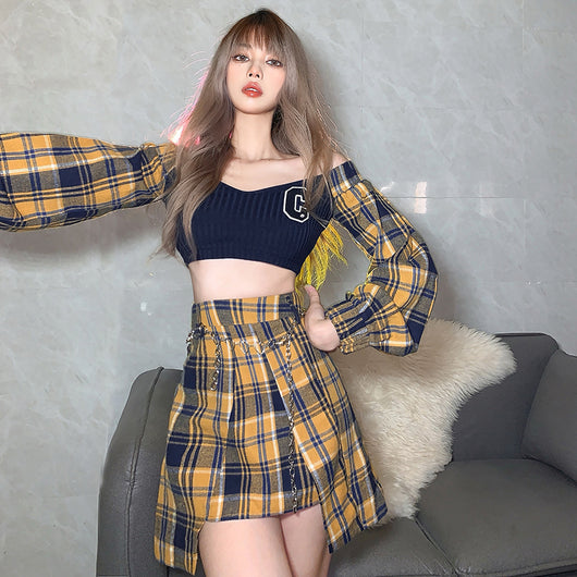 Conjunto Corto Estilo Retro Hot Girl - Traje de Moda - Image 8