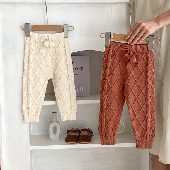 Pantalones Largos Tejidos con Patrón Rombo para Bebés Niños y Niñas