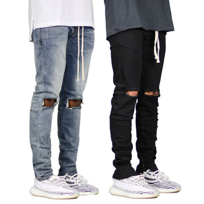 Jeans Rotos Ajustables con Cierre para Hombre - Diseño Moderno