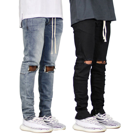 Jeans Rotos Ajustables con Cierre para Hombre - Diseño Moderno