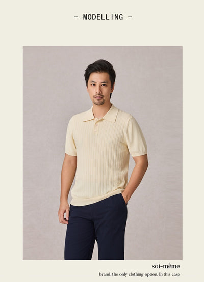 Polo Tejido Elástico Manga Corta para Hombre - Image 14