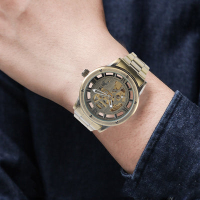 Reloj Mecánico Automático Retro con Diseño Calado para Hombre