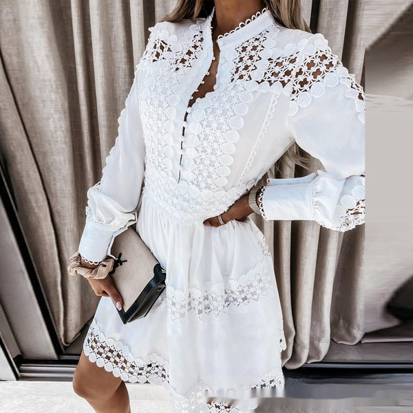 Blusa Larga Blanca con Calado y Detalles de Costura - Image 6