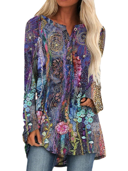 Blusa Floral Manga Larga Escote V para Mujer - Image 4