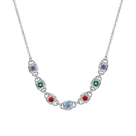 Collar Cadena Pesada Plata 925 con Dados Cuadrados de Zirconia Multicolor Estilo Retro Industrial - Image 7