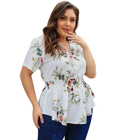 Blusa Estampada Escote V Talla Grande - Image 10
