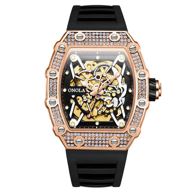 Reloj Automático para Hombre con Cristales y Correa de Silicona Resistente al Agua - Image 8