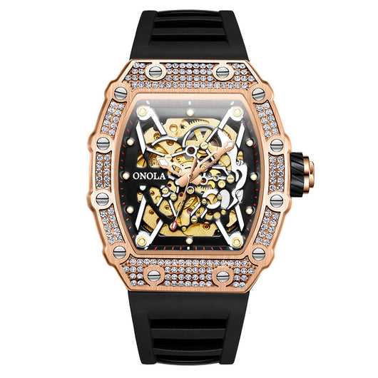 Reloj Automático para Hombre con Cristales y Correa de Silicona Resistente al Agua - Image 8