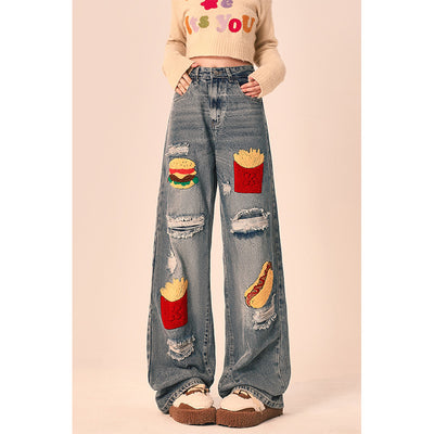 Pantalones Vaqueros Rotos Oversized de Pierna Recta Ancha para Mujer - Image 3