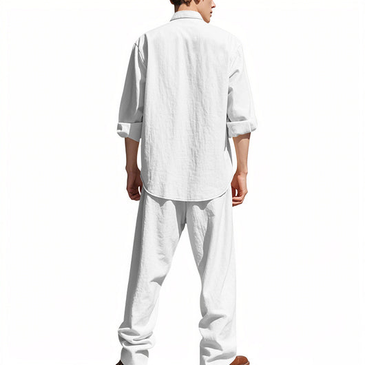 Conjunto de Camisa Suelta Manga Larga y Pantalón para Hombre - Image 14