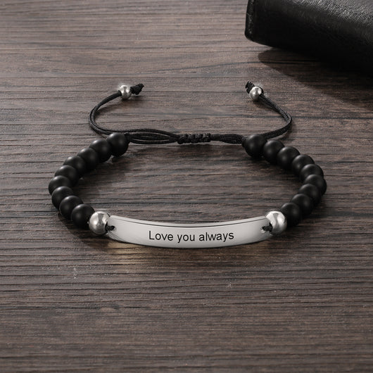 Pulsera Ajustable con Cuentas Personalizadas y Placa Grabada - Image 13