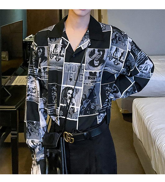 Camisa Manga Larga Estampado Cómics Flores Retro - Image 9