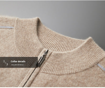 Suéter de Cachemira para Hombre Grueso Cuello Alto Cremallera - Image 17