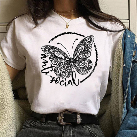 Blusa Estampada Blanca Suelta Casual para Mujer - Image 25