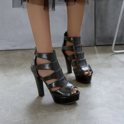 Botas Mujer Estilo Romano Hueco Boca de Pez Frío Europeo Americano - Image 17
