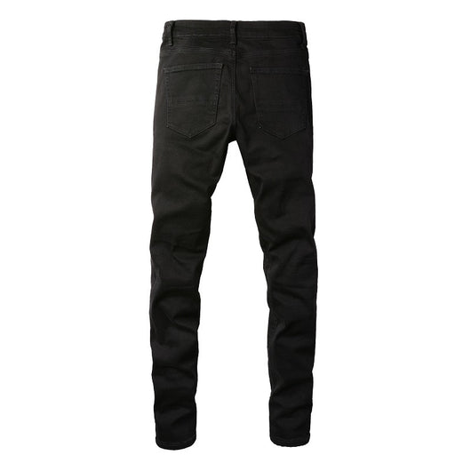 Jeans Slim Fit Rotos con Parches Plateados para Hombre - Image 9