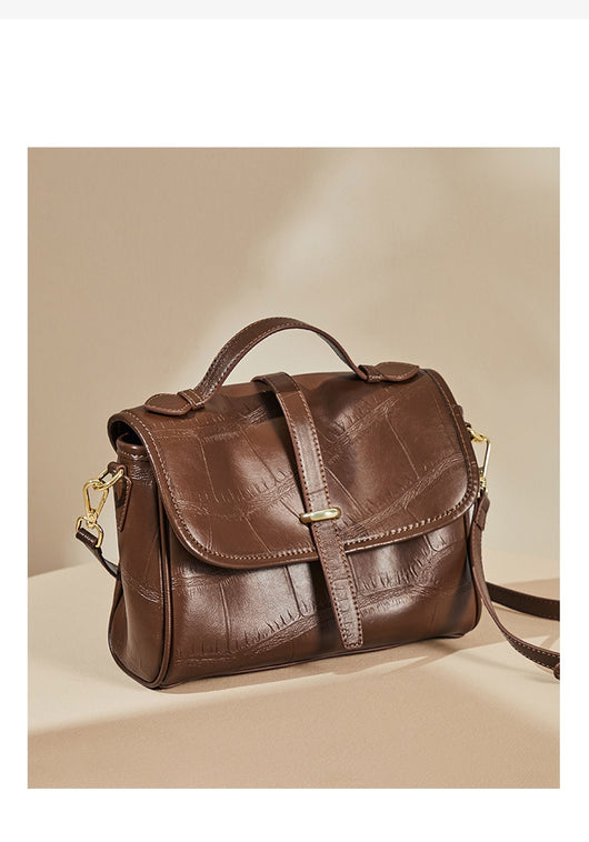 Bolso Mensajero de Cuero Genuino con Correa Cruzada - Image 9