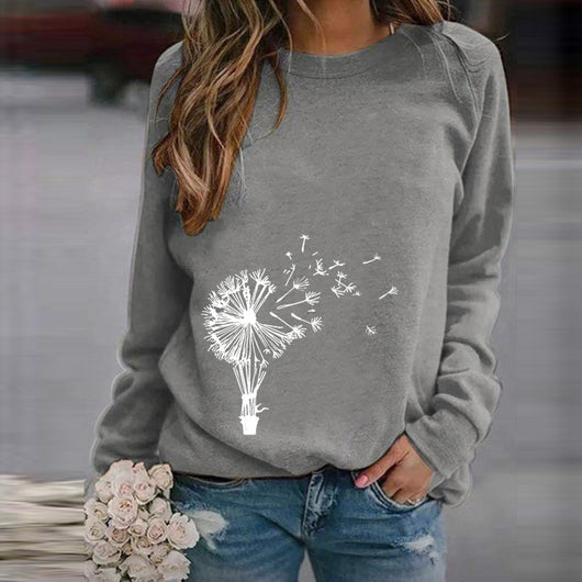 Sudadera Mujer Cuello Redondo Suelta Estampada Manga Larga Casual - Image 37