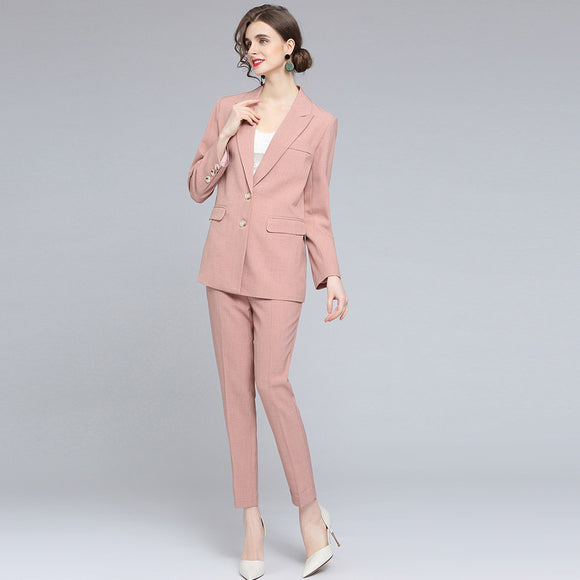 Traje de Dos Piezas Pantalón Lápiz Delgado Color Sólido para Commuter