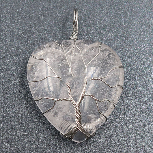 Colgante Corazón Melocotón Cristal Natural Árbol de la Vida para Parejas - Image 36