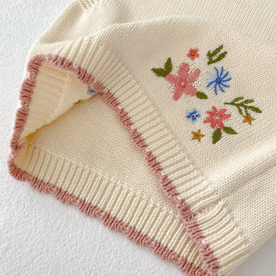 Chaleco Infantil de Cuello Redondo con Bordado Otoñal - Image 15