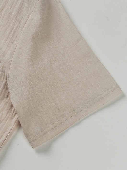 Camisa de Lino con Cuello Mao Manga Corta para Hombre - Image 15