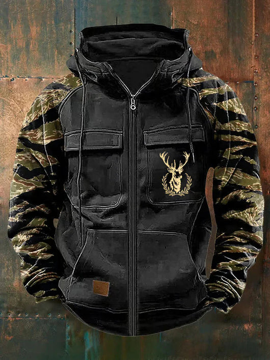 Sudadera Cargo para Hombre con Capucha, Múltiples Bolsillos y Diseño Bicolor - Image 13