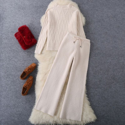 Conjunto de Dos Piezas: Suéter Tejido Elegante y Pantalón Ancho - Image 13