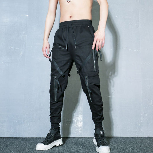 Pantalones Holgados de Algodón con Múltiples Bolsillos