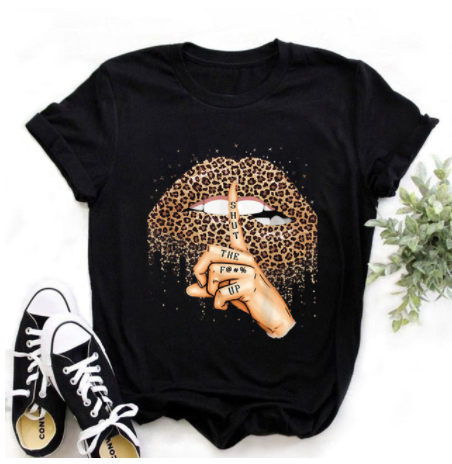 Blusa Estampada con Leopardo y Labios - Estilo Western Casual para Mujer - Image 3
