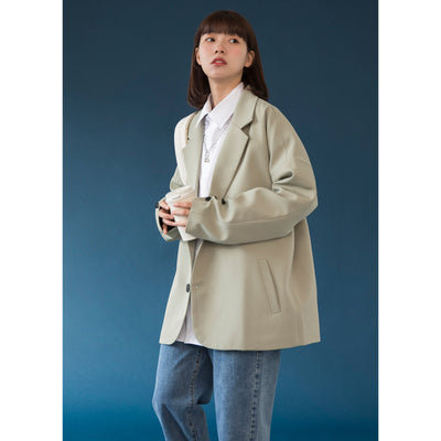 Blazer Azul Suelto Primavera Otoño Diseño Rejuvenecedor para Mujer - Image 3
