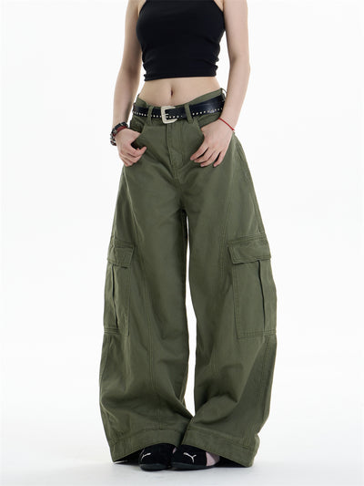 Pantalones Overol Cargo Mujer Cintura Alta Pierna Ancha Bolsillos Múltiples - Image 10