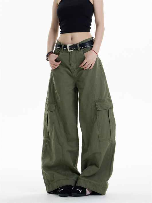 Pantalones Overol Cargo Mujer Cintura Alta Pierna Ancha Bolsillos Múltiples - Image 10