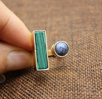Anillo con Incrustación de Malaquita Natural en Cuadrado - Image 6