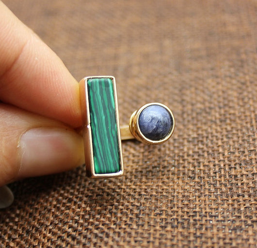 Anillo con Incrustación de Malaquita Natural en Cuadrado - Image 6