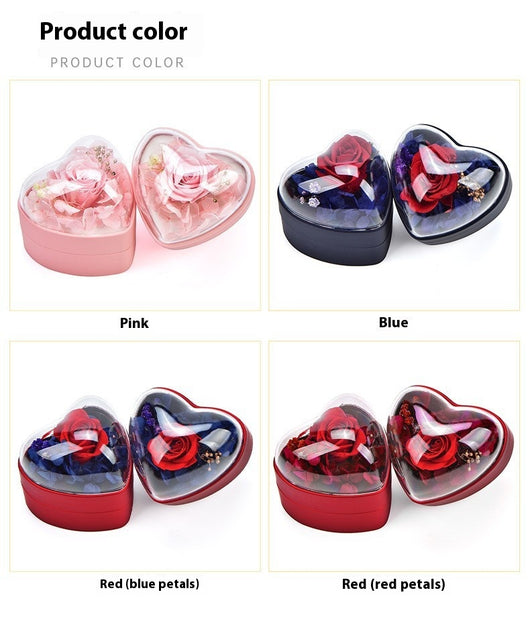 Anillos y Colgantes de Rosas Preservadas para San Valentín con Caja de Almacenamiento - Image 14