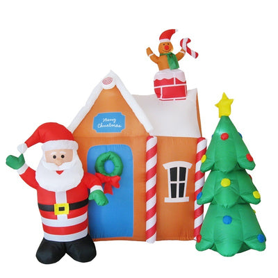 Papá Noel Inflable Luminoso con Árbol de Navidad - Decoración Navideña Gigante - Image 5