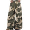 Pantalones Overol Camuflaje Plisados con Cordón - Corte Recto Ancho y Suelto