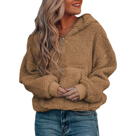 Chaqueta de Mujer Otoño Invierno Colores Sólidos con Cierre - Image 6