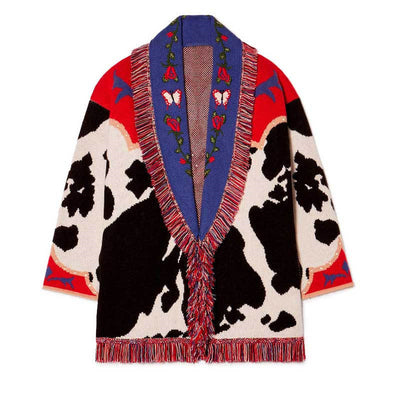 Cardigan Rojo Mariposa con Bordado Pesado y Borlas - Image 7
