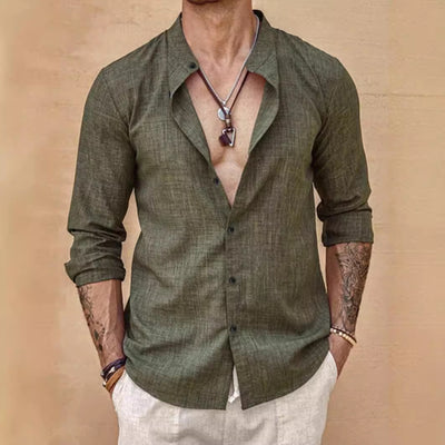 Cardigan Tipo Camisa de Cuello Alto para Hombre