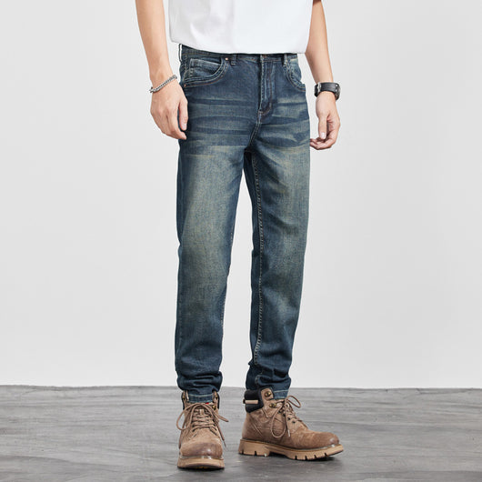 Pantalones Casuales Rectos Versátiles Amarillo Arcilla y Azul para Hombre - Image 8