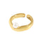 Anel Ajustável Dourado 18K Prateado Pérola Geométrica Luxo Leve Design Minoritário