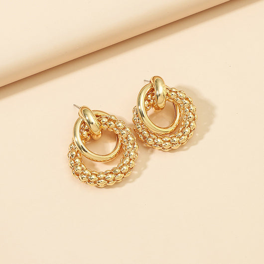 Aretes Geométricos Hueco de Aleación - Diseño Minimalista Europeo y Americano para Mujer - Image 10