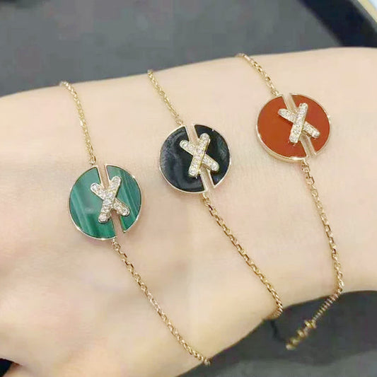 Pulsera Circular con Colgante en Forma de X para Mujer