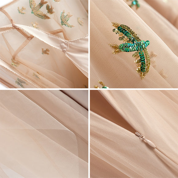 Vestido Swing con Mangas de Tul Acampanadas